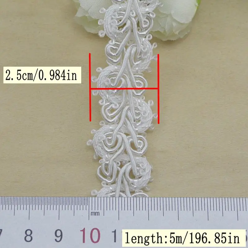 5Meters/16.4Ft Each Pack New Lace Belt Clothing Accessories DIY Handmade Products Women's Dress Double S-Shaped Bead-Shaped Snake-Shaped Lace
