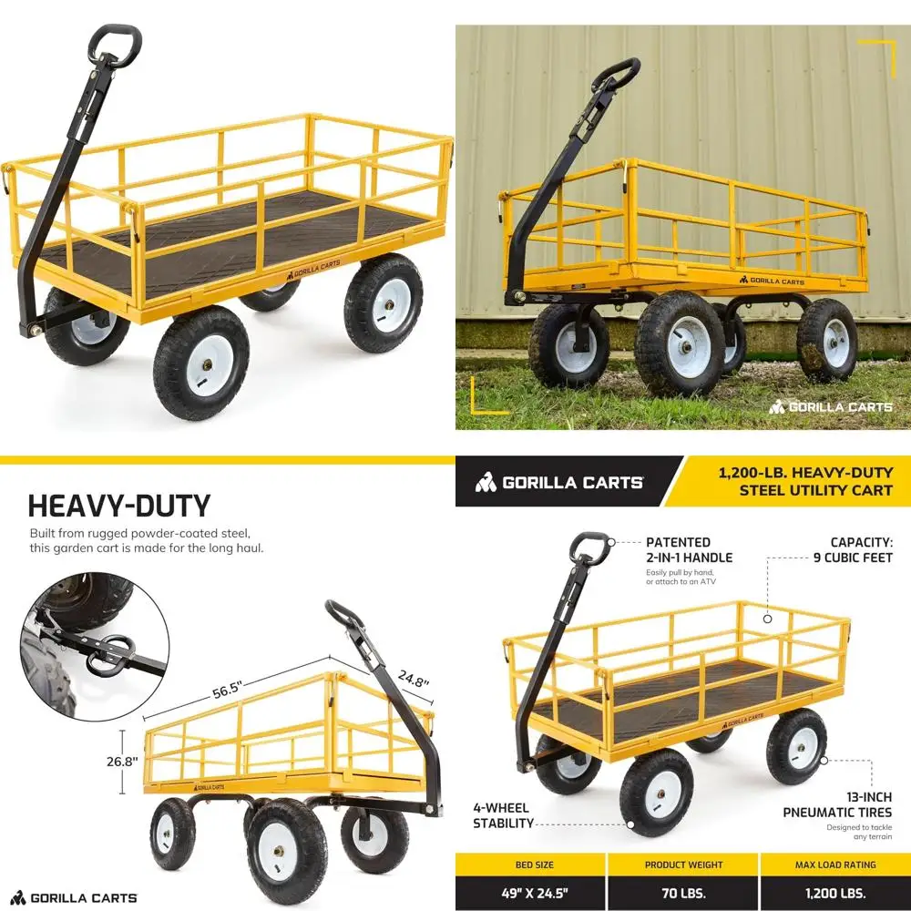 

Сверхмощный уличный чемодан, стальная кровать на 7 кубических футов, грузоподъемность 1200 фунтов, желтая буксировочная тележка для тяжелых условий эксплуатации на открытом воздухе