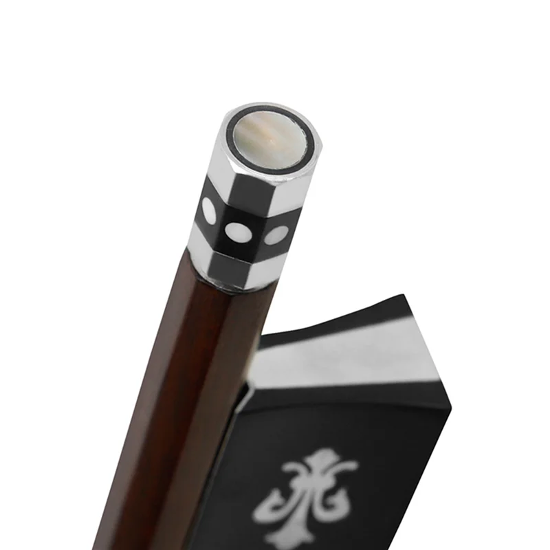 

ABLB-2X QA-21 Violin Bow 4/4 Green Sandalwood Pure Horsetail Carved Plus Line Silver Sheepskin Hand Rest Bow