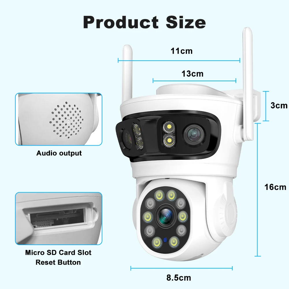 Imagem -06 - Hfwvision Três Tela 9mp hd Wifi Câmera de Segurança ao ar Livre Lente Ptz Câmera ip Inteligente Rastreamento Automático Câmeras de Vigilância Cctv