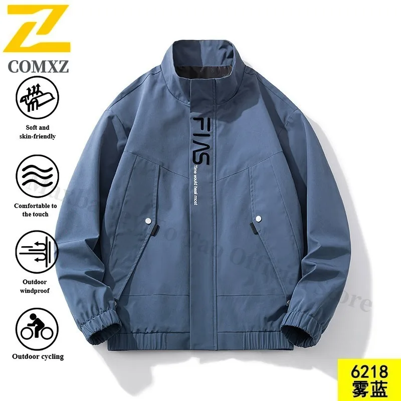 

EiAO Windbreaker Men's Workwear Windproof Waterproof Stand Collar Outdoor Coat for Hiking Camping Fishing Casual Loose Fit 2025