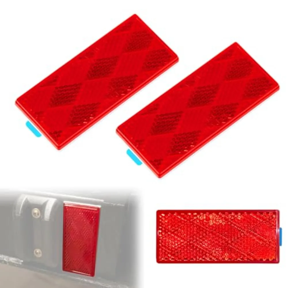 2Pcs Rectangle Self-Adhesive Reflectors High Reflectivity Stick-On for Motorcycle Trailer RV Boat Vehicle