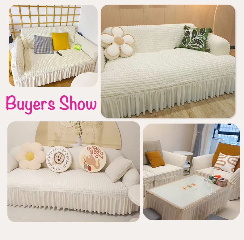 1/2/3/4 Seater Seersucker Sofa Slipcover High Stretch Couch Cover Thick Corner Seat Protector Elastic Home Decor Corner Covers