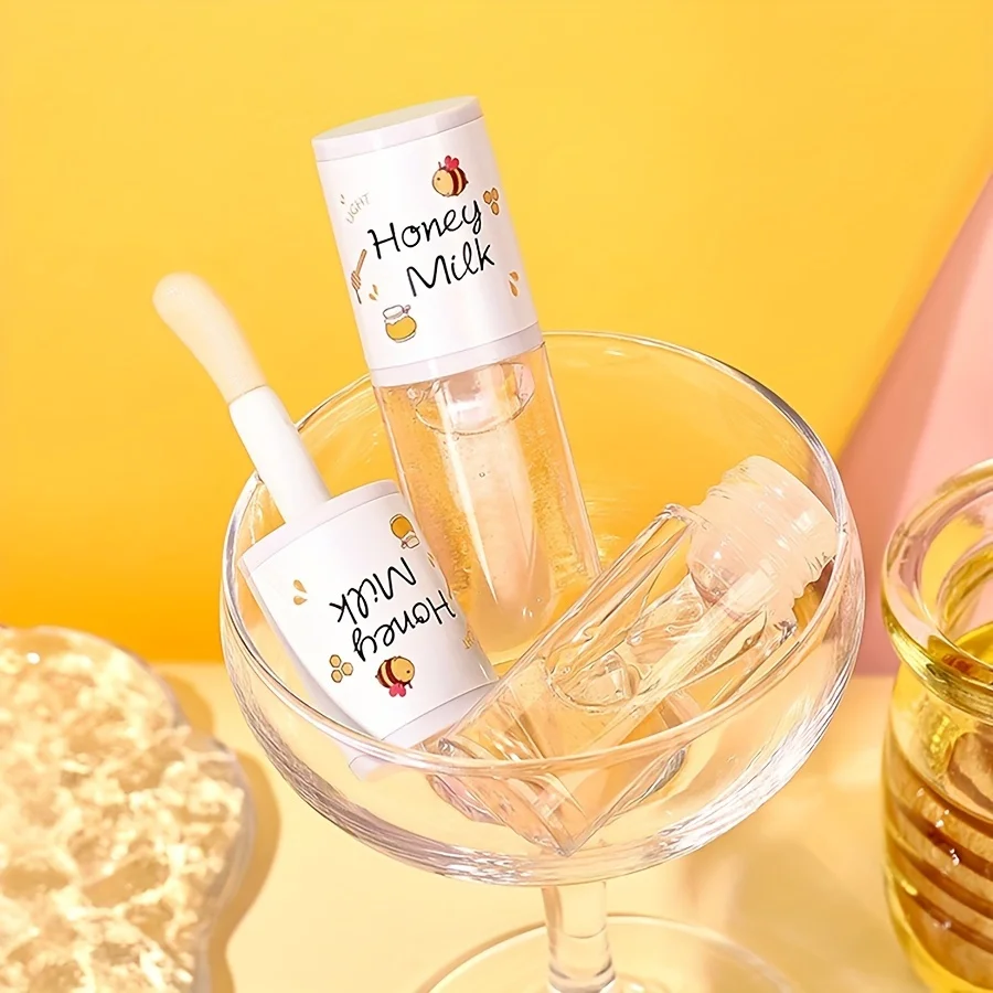 Honey Milk & Peach Oolong Lip Oil Lip Gloss - Hydrating, Non-Sticky, and Nourishing Lip Care with Shiny Glossy Finish for All Sk