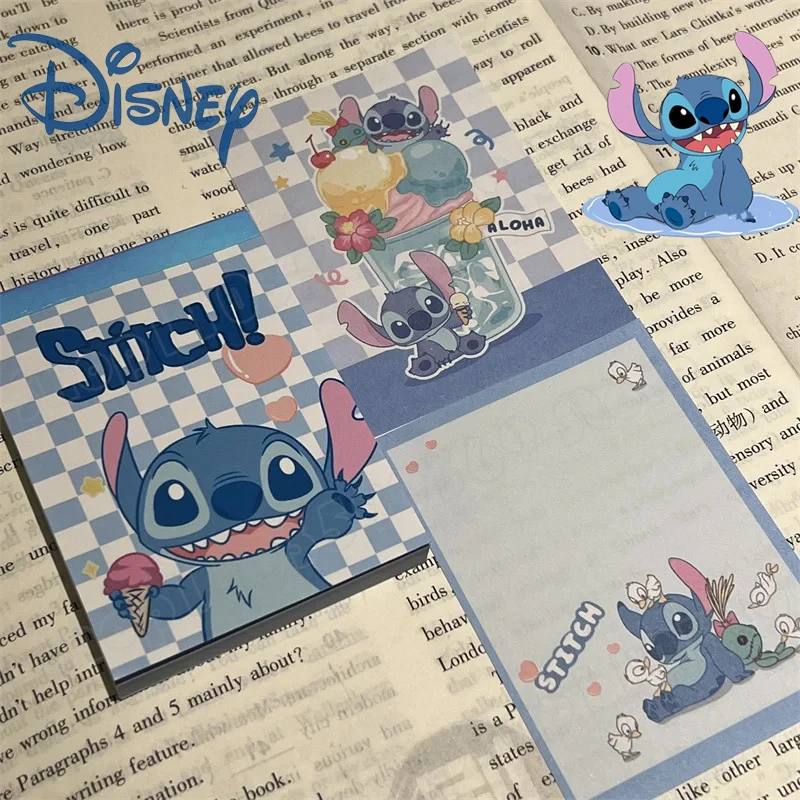 70PCs/Set Cartoon Disney Stitch Notebook Note Pad Ins Style High Beauty Pack Diary Paper Non Stick Thickened Color Book