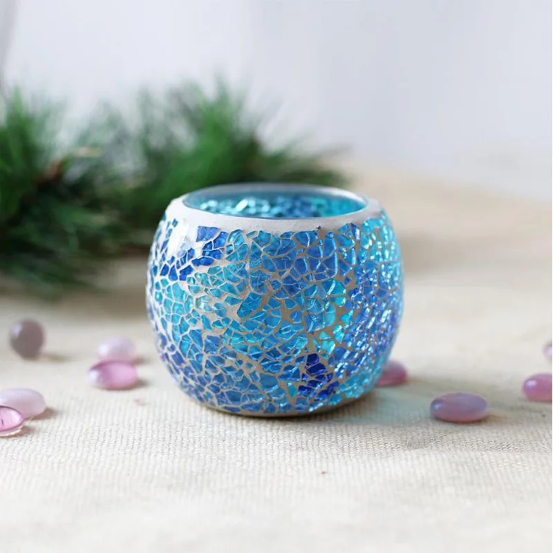 Halloween Candle Holder Mosaic Glass Candlestick, Romantic Candlelight Dinner, Wedding Party, Holiday Decorations
