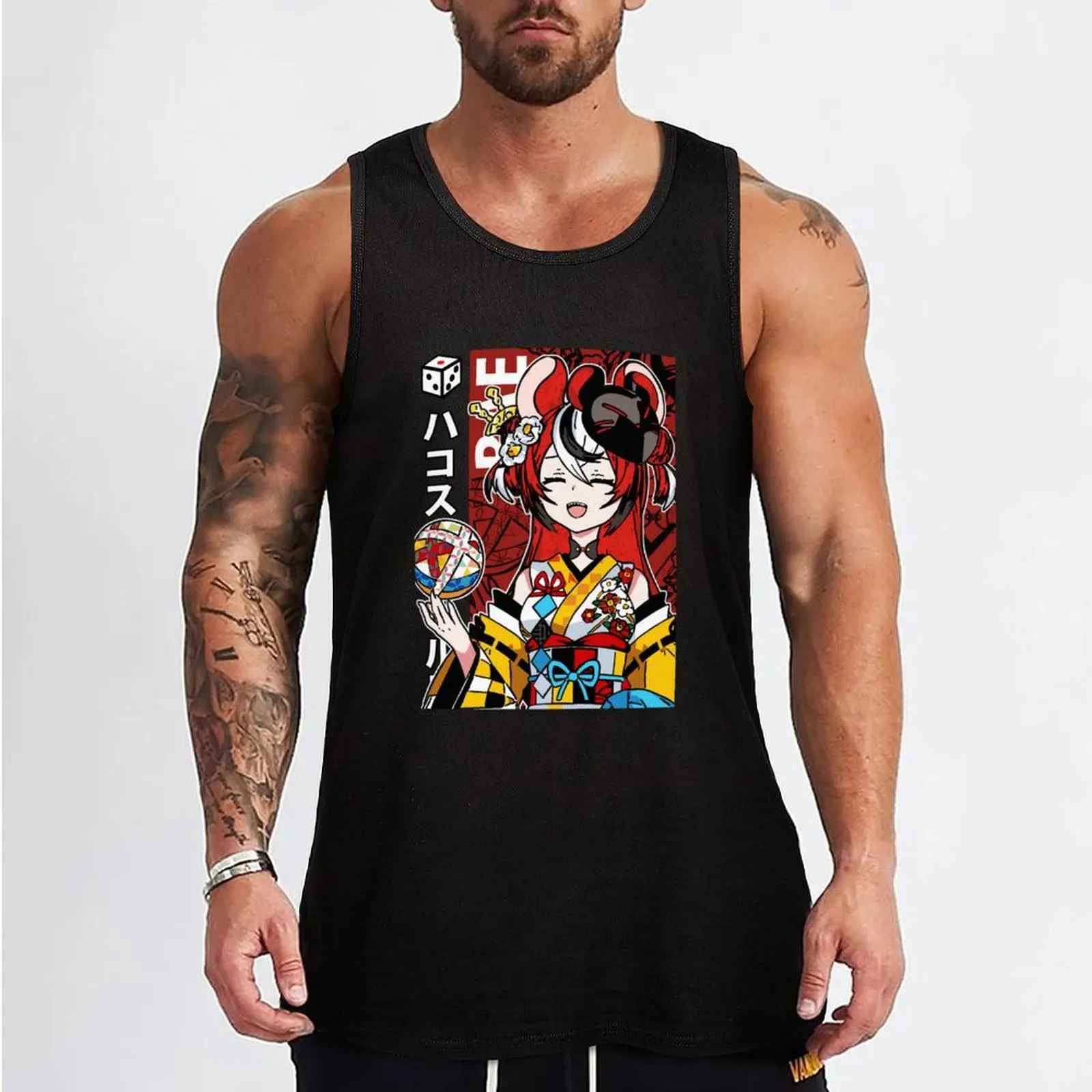 Hakos Baelz in Kimono Tank Top gym t-shirts man T-shirt sports Gym man sleeveless Men's t-shirts