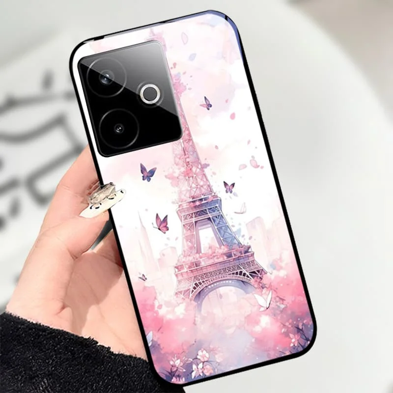 حافظة لهاتف Realme GT7 Pro 5G حافظة من الزجاج المقسى باللون الأسود غطاء صلب لهاتف Realme GT 7 Pro GT7 T RealmeGT 7T حافظات طلاء وردية لطيفة #3