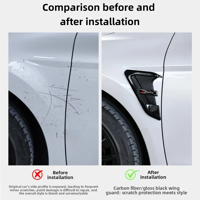 2er-Set Lüftungsabdeckungen für Kotflügel und Motorhaube – Luftstrom-Einlassverkleidung, Auto-Seitenzubehör, Flügel-Aufkleber, Belüftungsaufkleber, modifiziertes Styling – Detail 2