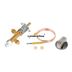 1set 50000 BTU Low Pressure LPG Propane Gas Flame Failure Safety Control Valve Kit Thermocouple Knob for Firepit Heater Grill