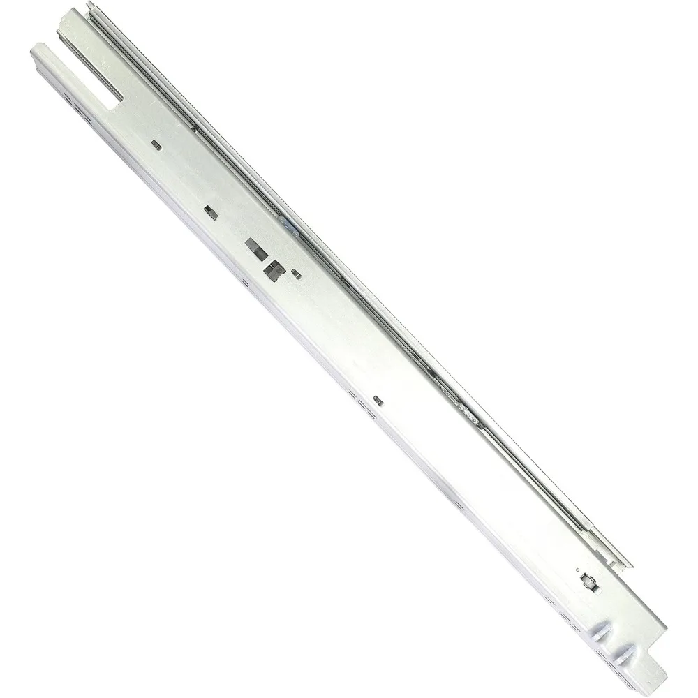 Prowadnice do szuflad z pełnym wysuwem, ciche, montowane pod blatem, do szuflad o grubości 16 mm, 3 pary prowadnic o długości 381 mm, z systemem cichego domykania, wytrzymałe.