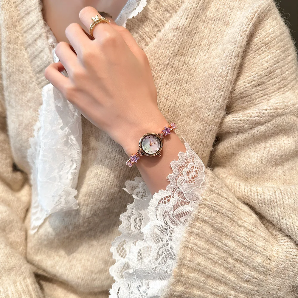 2026 New Elegant Crystal Bracelet Watch, Fashionable And Unique Quartz Watch, Exquisite And Light Luxury Women'S Watch