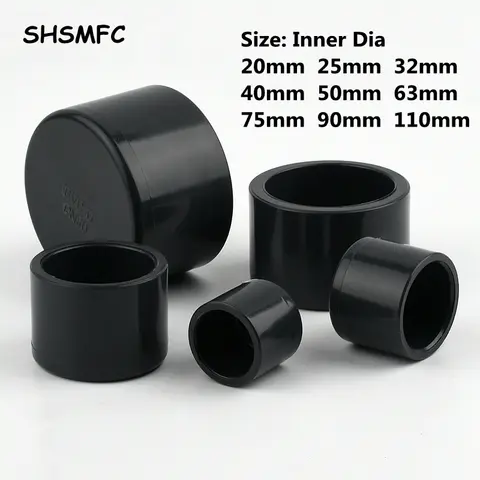 어두운 회색 UPVC 엔드 캡, 농장 수경 수족관 탱크 물 튜브 캡, PVC 파이프 조인트 피팅, 1-5 개, 20mm, 25mm, 32mm, 40mm, 50mm, 63mm, 75mm, 90mm, 110mm