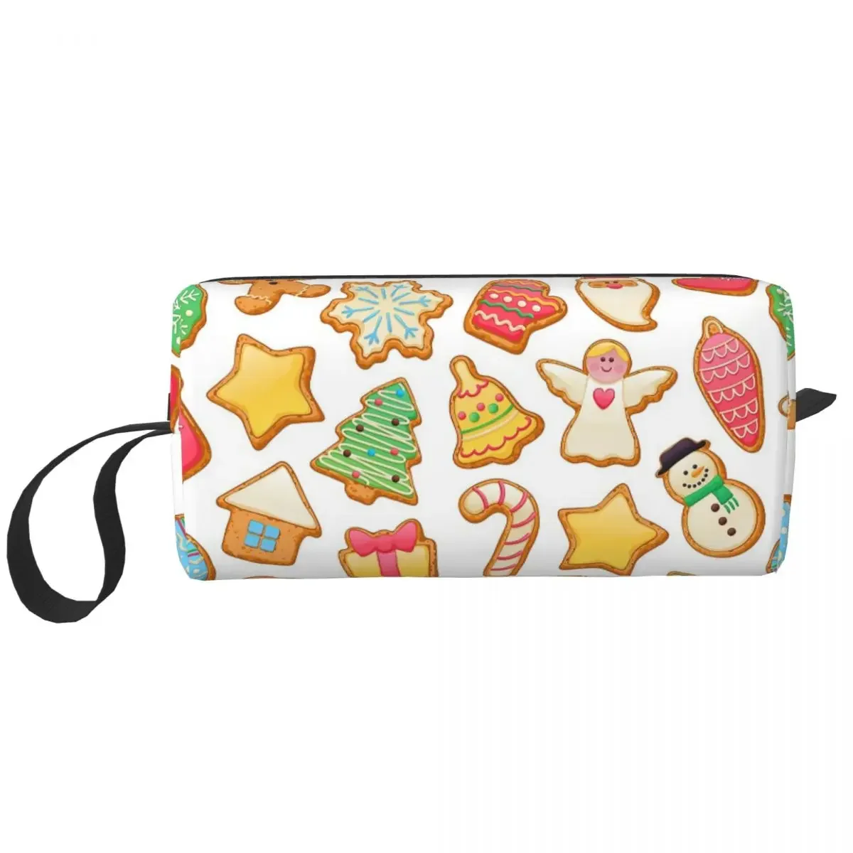 Merry Christmas Large Makeup Bag Beauty Pouch Travel Cosmetic Bags Gingerbread Candy Portable Toiletry Bag for Women