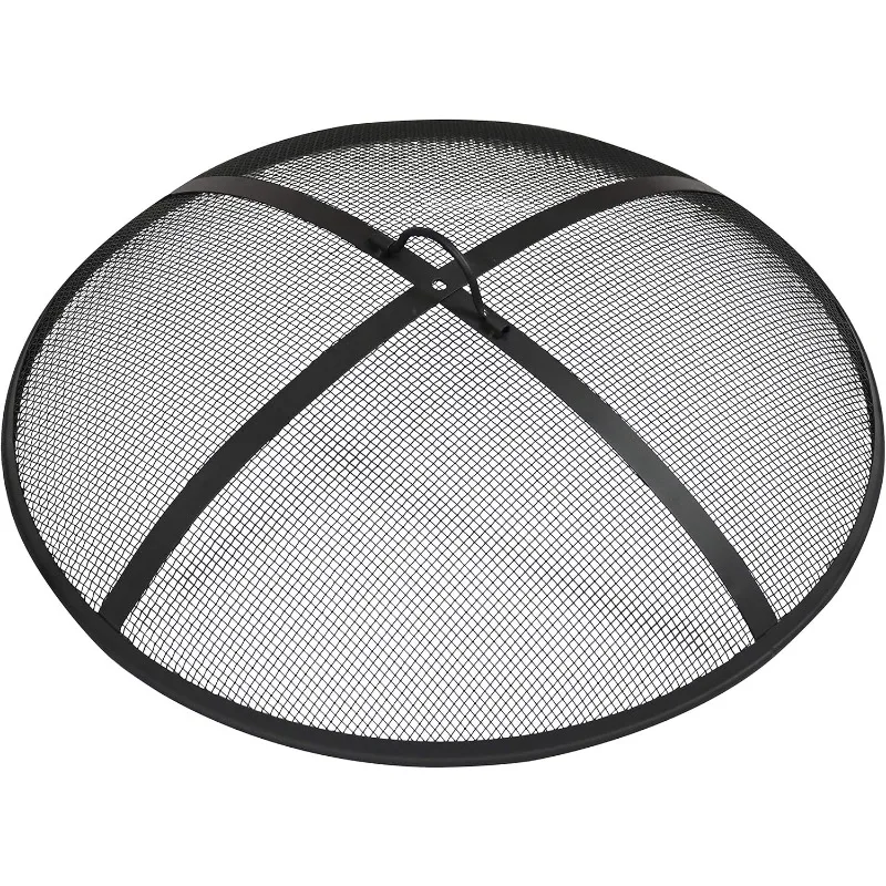 Heavy-Duty Steel Mesh Fire Pit Screen - Fire Pit Spark Screen with Handle - 40-Inch Diameter