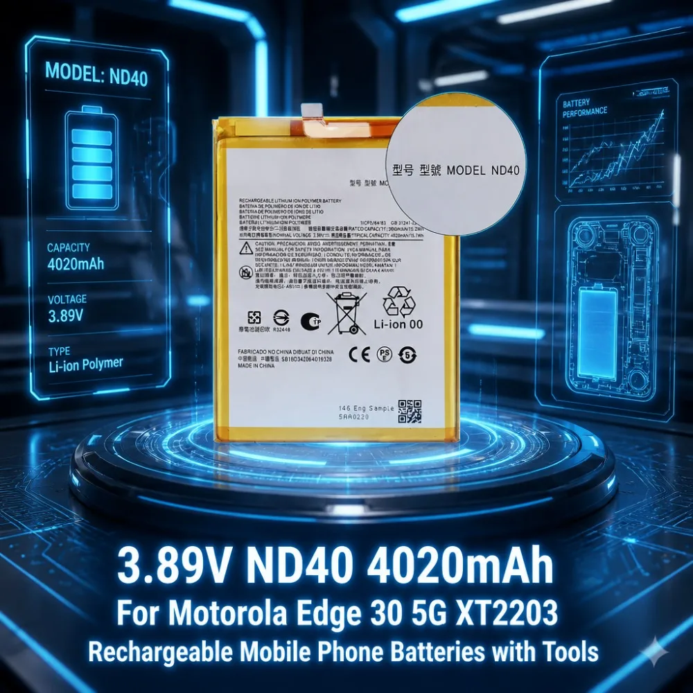 

High-Performance New 3.89V ND40 4020mAh Battery for Motorola Edge 30 5G XT2203 Rechargeable Mobile Phone Batteries with Tools