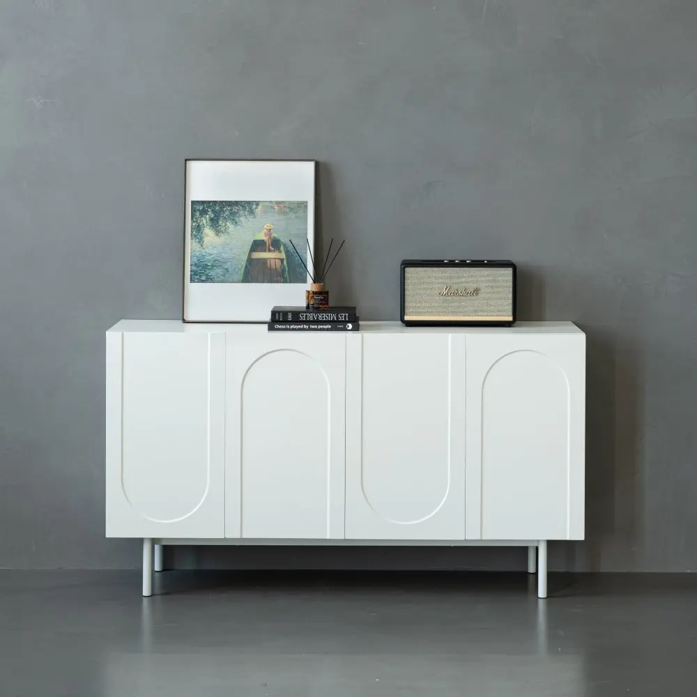 Modern Accent Sideboard Buffet Cabinet with 4 Door, Entryway Cabinet with Storage for Living Room, Dinning Room, Cream White