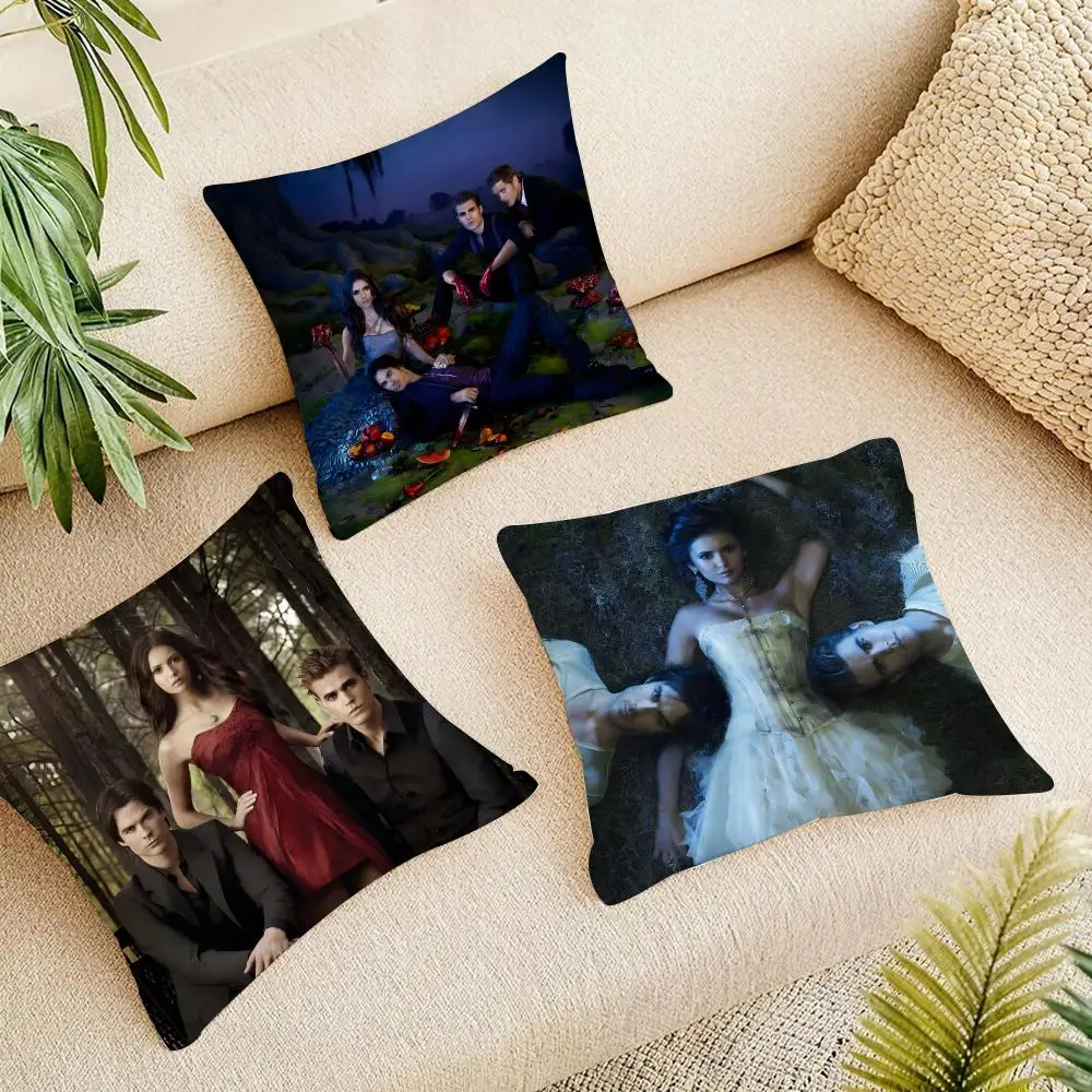 V-Vampire Diaries Tv Series Cushion Cover Organic Linen Square Pillow Case Durable Non-Allergenic And Kind To Skin