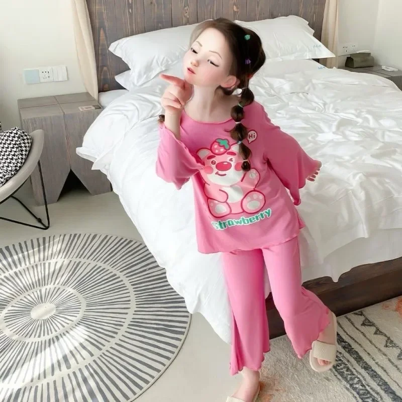 Kuromi  Anime Kawaii Sanrio Ins Long Sleeve Hooded Pants Pajama Cute Cinnamoroll My Melody Homewear Clothing Gifts for Kids