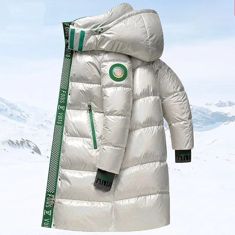 

​ Роскошное черное золотое пуховое хлопковое пальто для мужчин и женщин с защитой от ветра, зимняя куртка полной длины, сверхпрочная термобелье ​