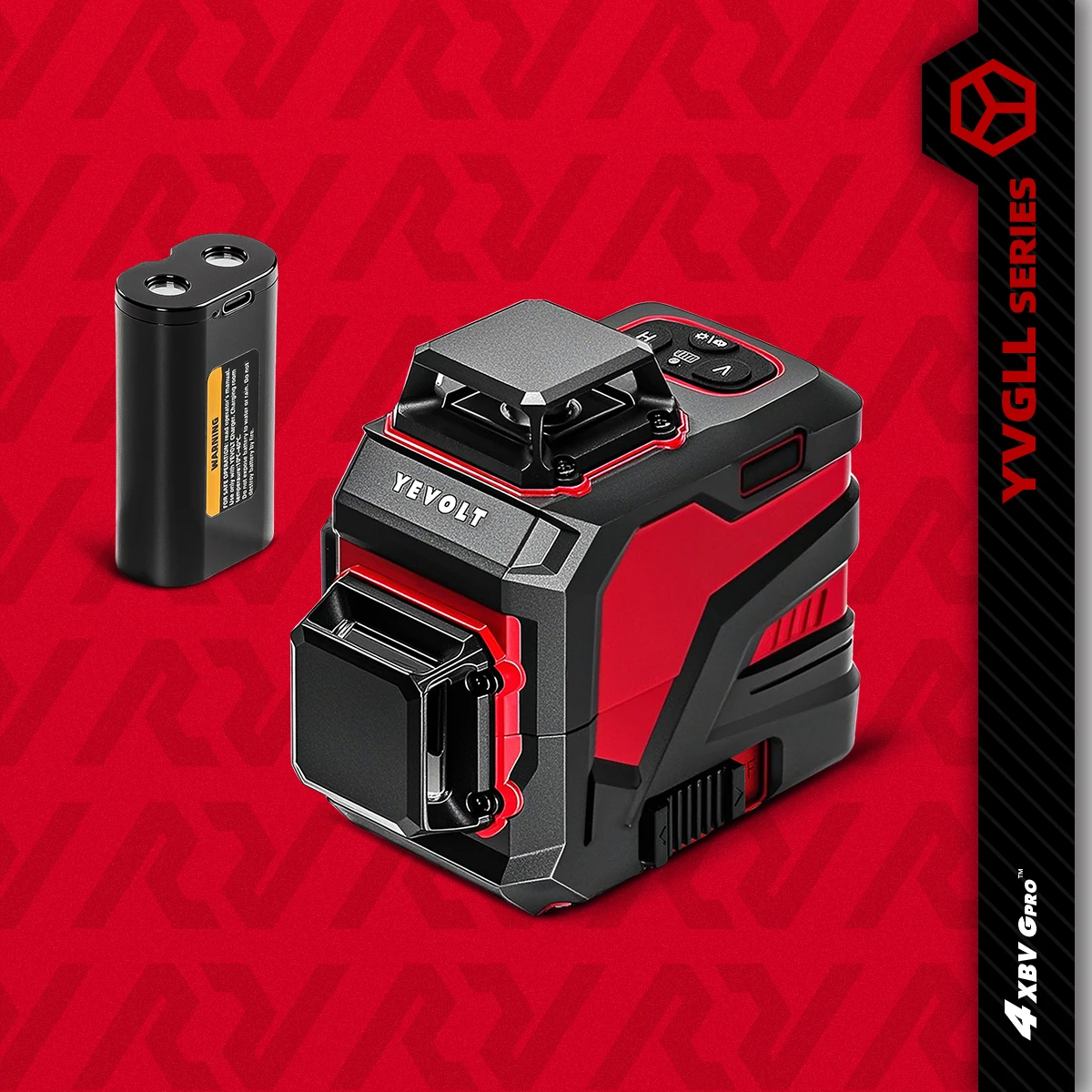 

YEVOLT YVGLL4XS12 Plumb Laser Level Multi-Axis 12-Line ErgoGrip Dual-Power Precision-Grade EverBright Self-Leveling Long Range