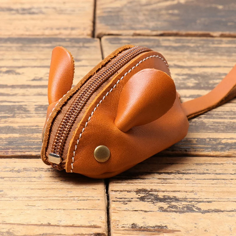 Abwr-dompet uang koin Mini pria wanita, dompet kecil Mouse lucu tas penyimpanan saku ritsleting