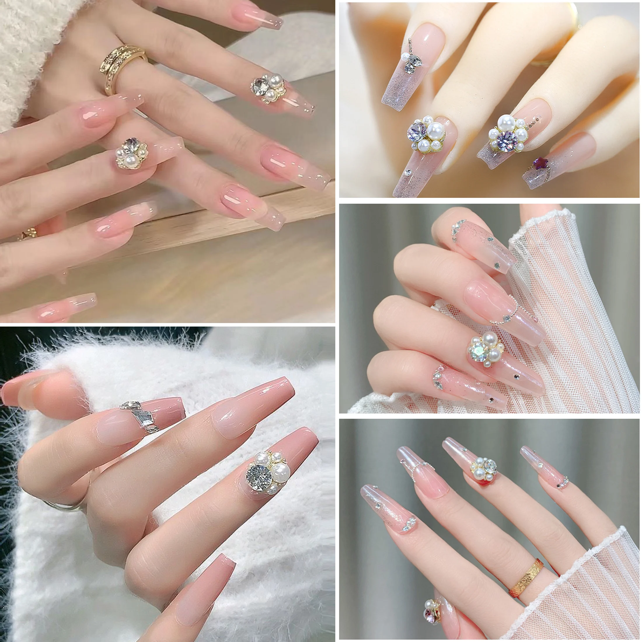 5 قطعة ثلاثية الأبعاد مكدسة مسمار الفن حجر الراين اللؤلؤ حُليات المجوهرات أجزاء اكسسوارات ل مانيكير الأظافر لوازم الديكور المواد #5