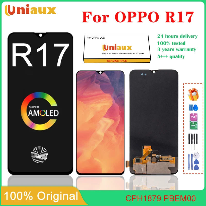

6,4-дюймовый AMOLED для мобильного телефона OPPO R17, ЖК-экран в сборе, сенсорный экран, замена ЖК-панели