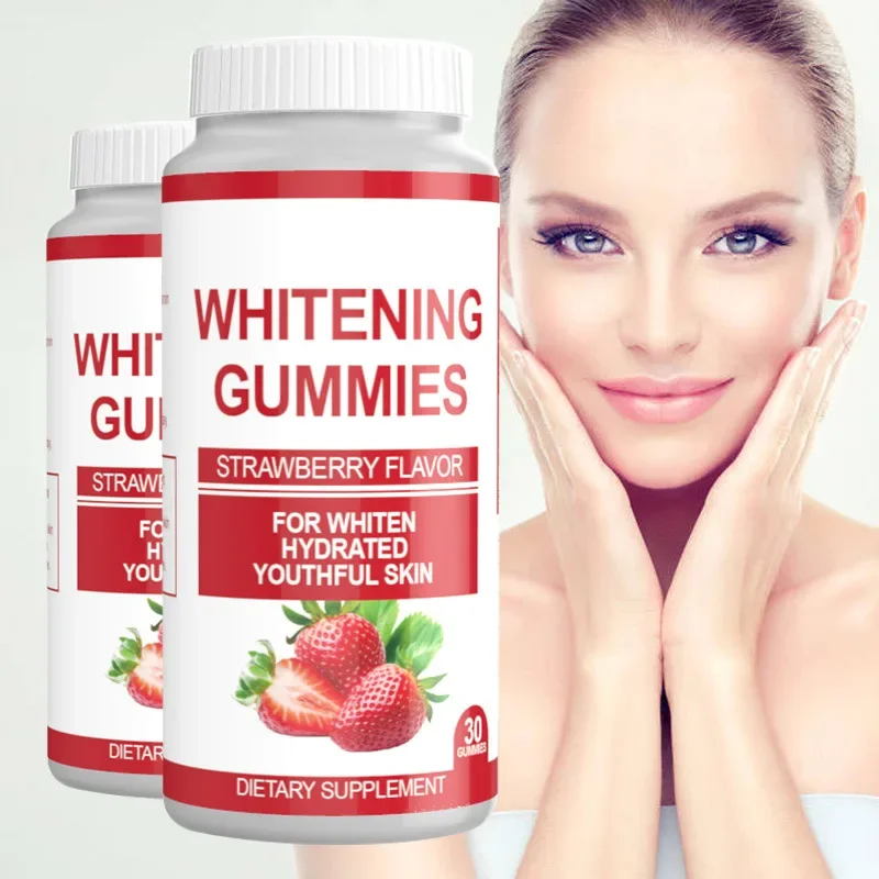 2 bottles strawberry flavored whitening gummy whitens moisturizes young skin making it more fair tender nourishing