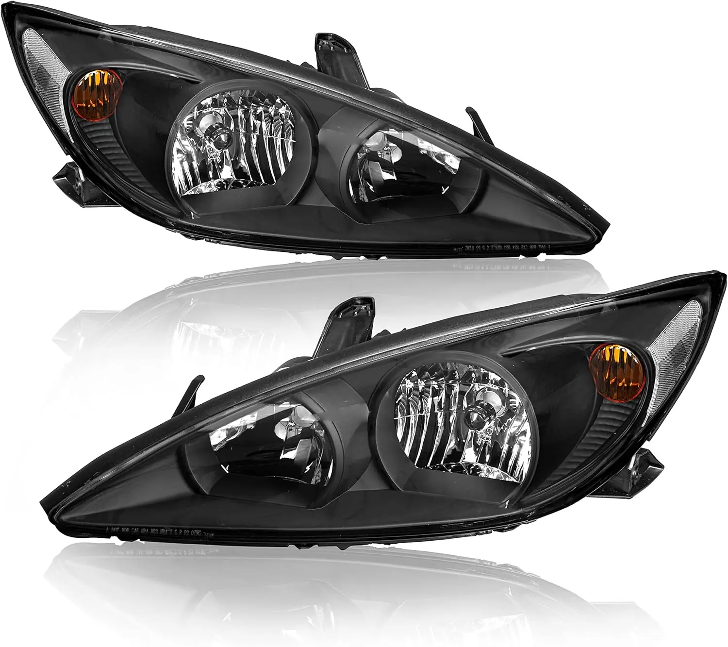 

Пара фар в сборе, совместимая с Toyota Camry 2002-200 2004, со стороны пассажира и водителя (черный корпус с прозрачным отражателем