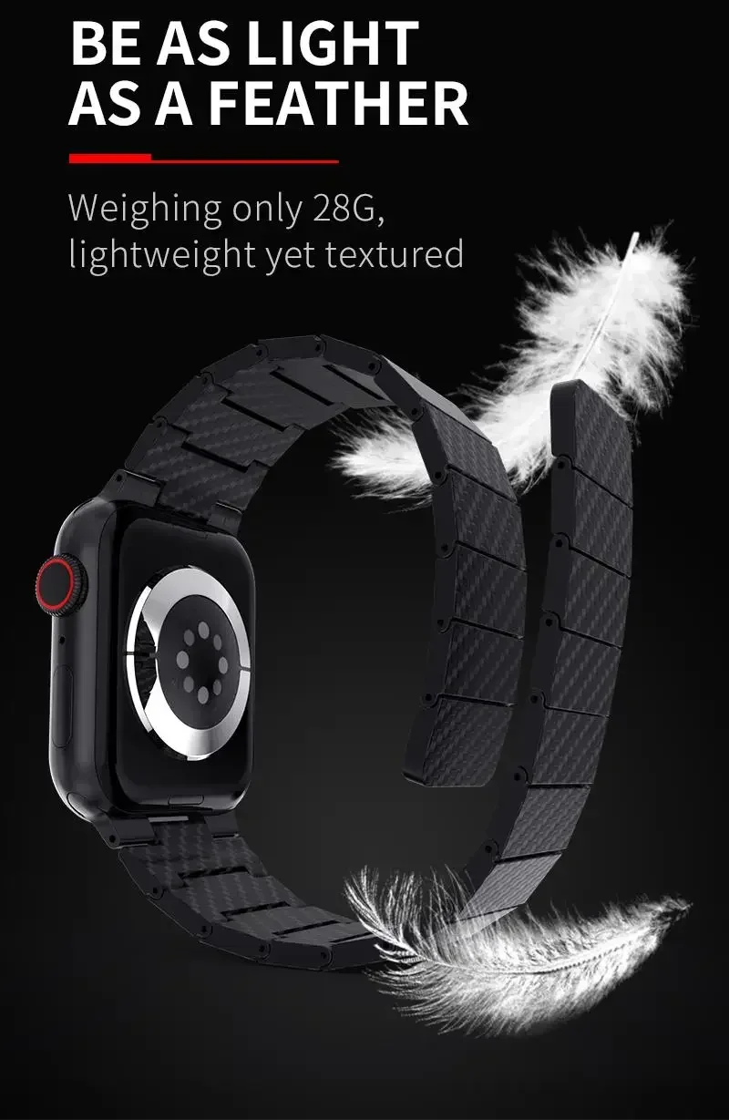 สายคาร์บอนไฟเบอร์สําหรับ Apple Watch Band 49 มม.46/45/41 มม.40/44 มม.สร้อยข้อมือซิลิโคนแม่เหล็ก iwatch Ultra2 Series 10 9 8 7 6 SE 5