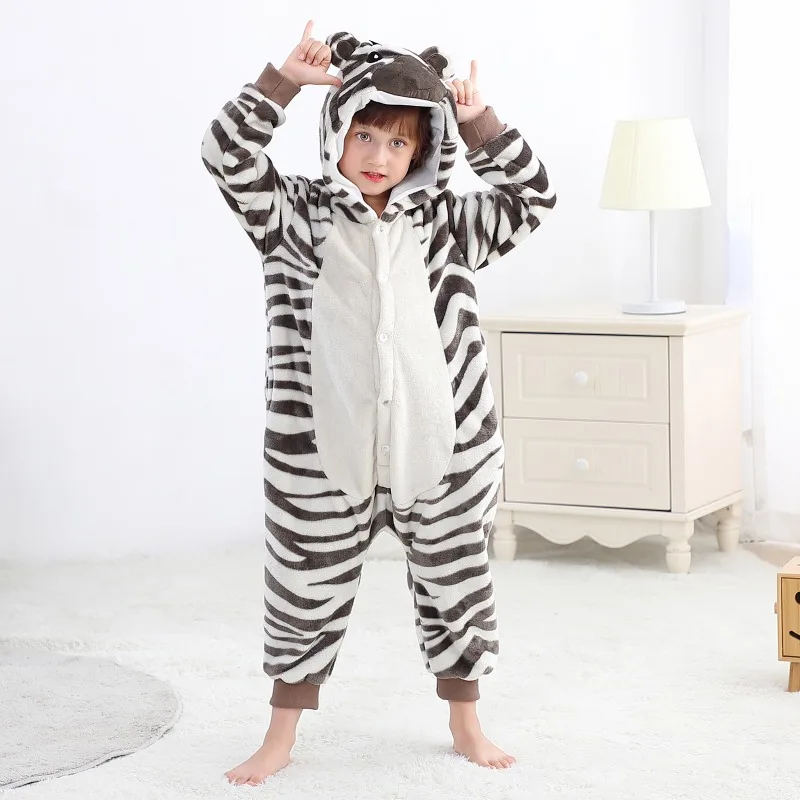 Halloween Flannel Children Blanket Sleepers Costume Hooded Winter Clothes Jumpsuit Sleepwear Pajamas For Boys Girl 3-12T