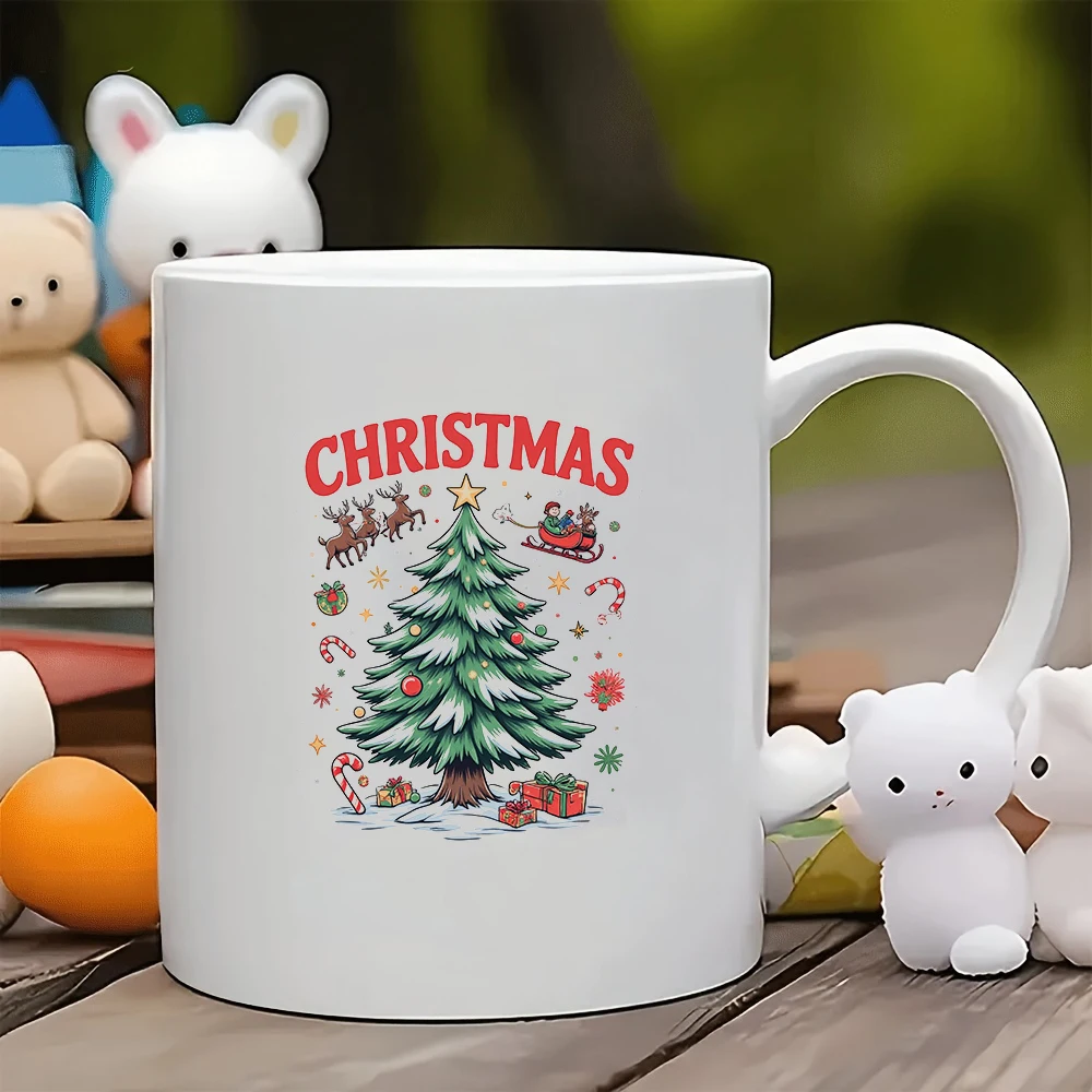 

11oz cartoon Christmas mug exquisite Christmas tree gift box candy stick reindeer sled Festive atmosphere kids cup h