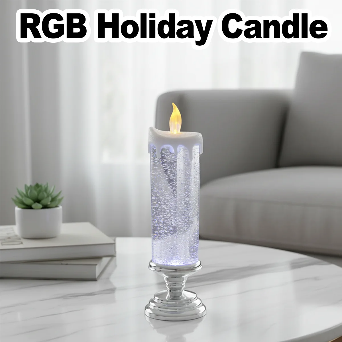 Candele di cristallo a lume di candela natalizia a led Illuminazione decorativa per festival di hotel a batteria senza fiamma con glitter dorati