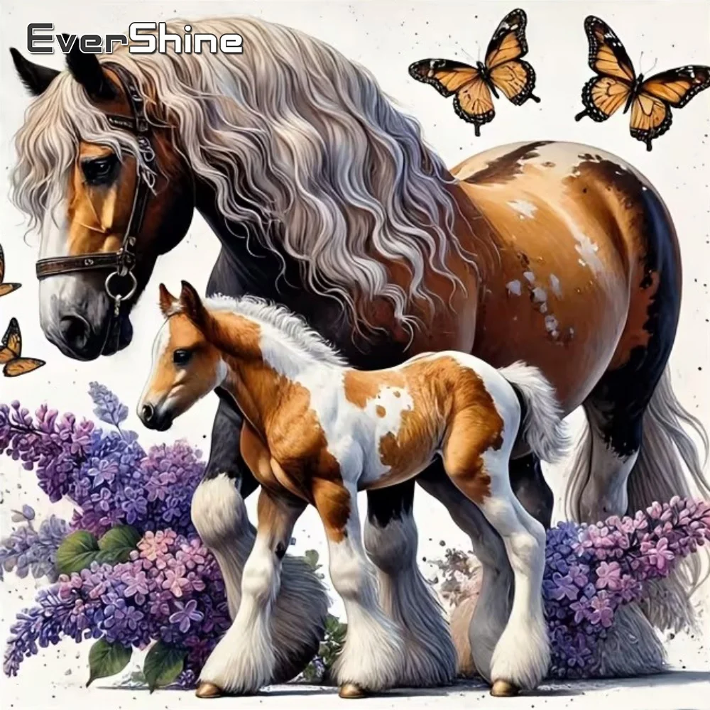 EverShine 5D DIY Diamant-Stickerei Pferd Tier Malerei Schmetterling Bild Strass Mosaik Blume Neuerscheinung Kinder-Hobby