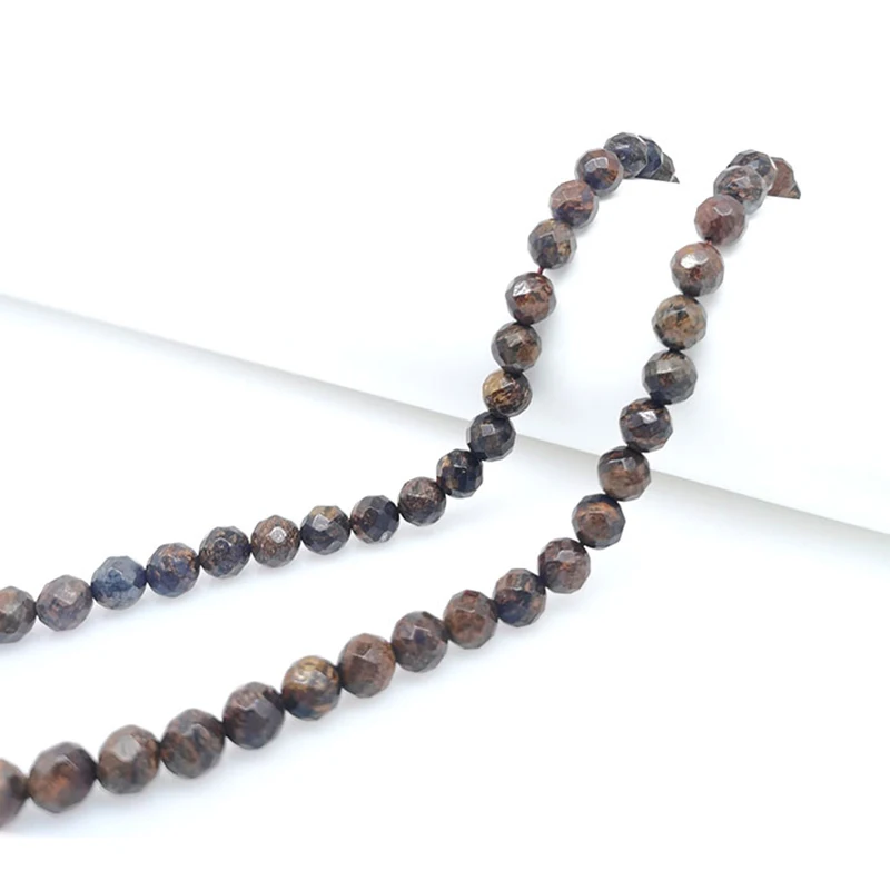 4-12mm Loose Gemstone Round Cut Bronzite Beaded Bracelet Necklace Jewelry Making Cure Energy Crystal String Beads Wealth Healthy