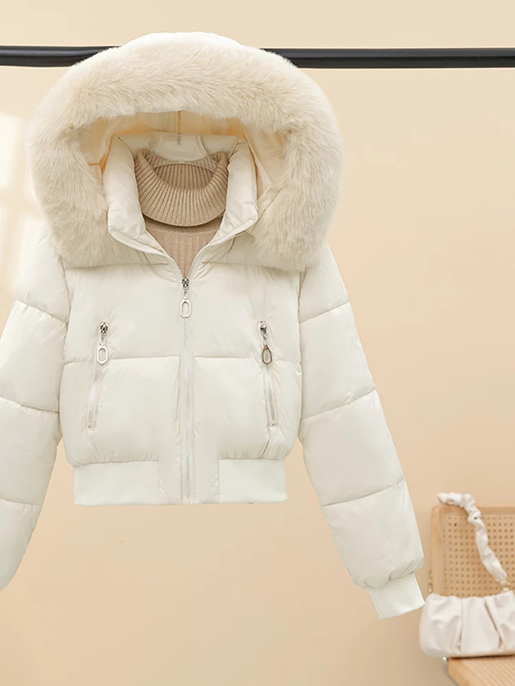 여성용 안감 탈부착 가능한 모자 또는 루즈핏 코튼 재킷 겨울 아우터웨어 한국 스타일 버튼 디테일 지퍼 클로저