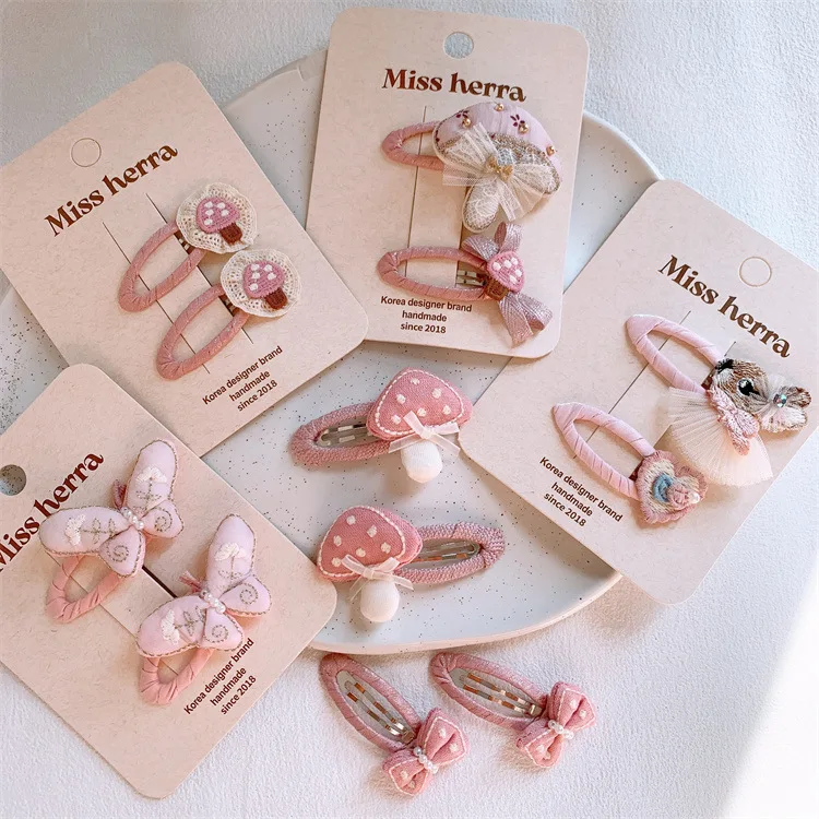 2pcs Baby Girls Hairpin Kawaii Butterfly Pink Bb Hair Clips Cute Girls Barrettes Hairpins Children's Hair Accessories For Kids