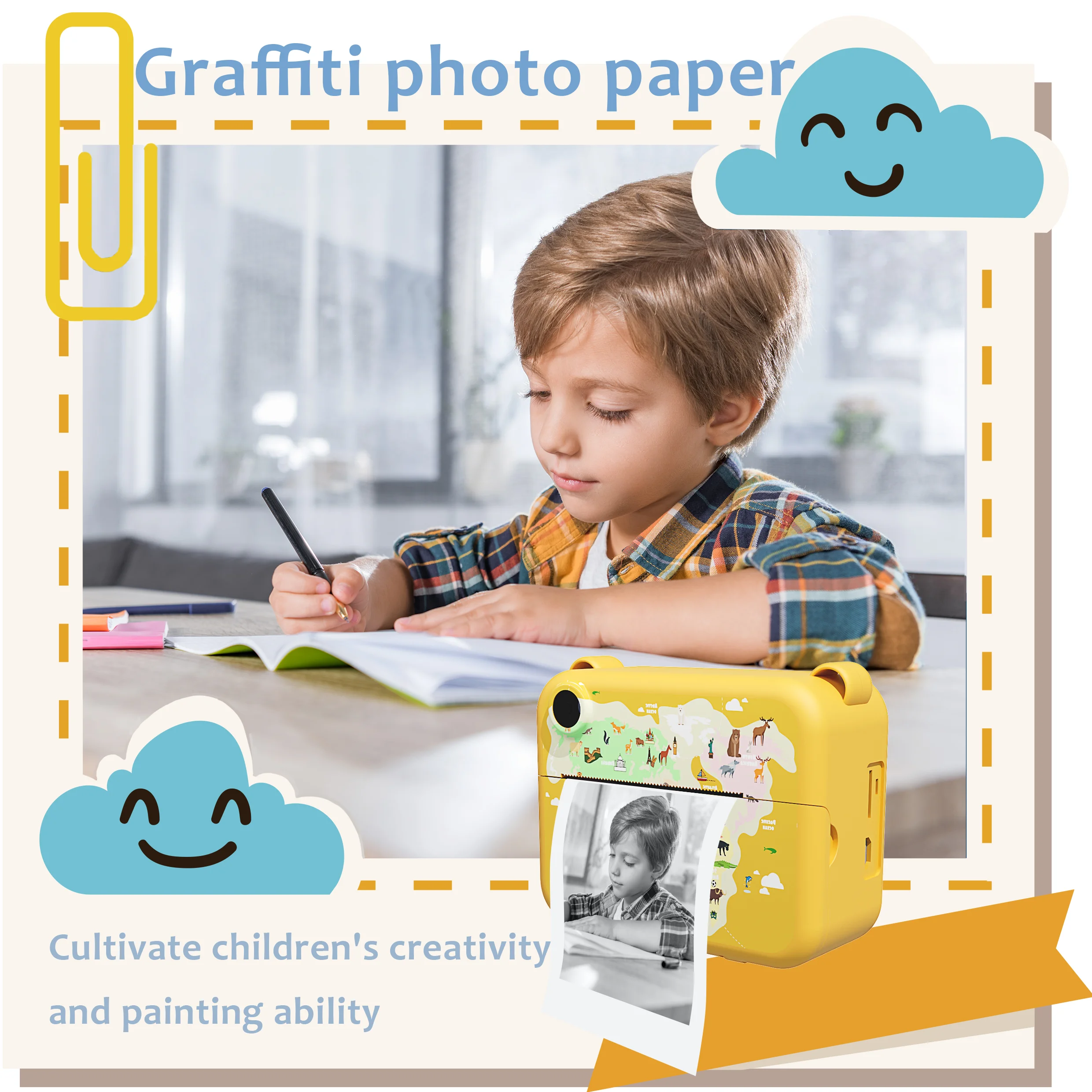 Kids Camera Instant Print Photo Mini Digital Video Camera for Kids Print Thermal Paper Educational Toys birthdays Christmas gift