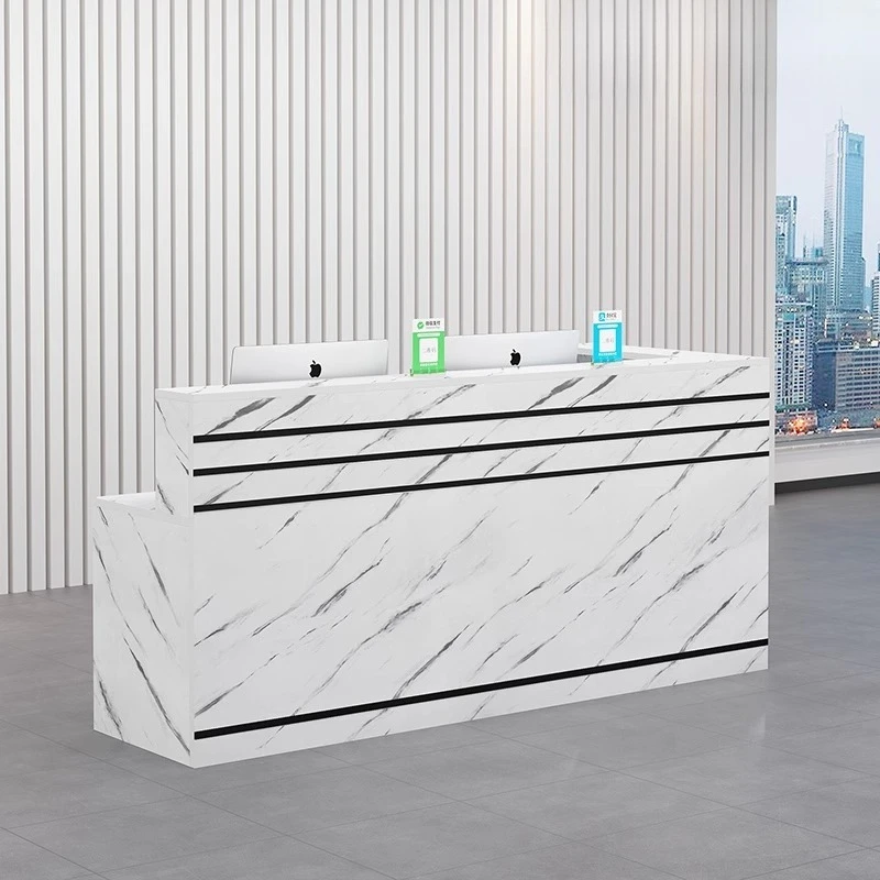 تصميم مكاتب الاستقبال الحديثة متجر الجمال فندق مطعم عرض مكاتب الاستقبال الحد الأدنى الأبيض Mostrador الأثاث العصري #2