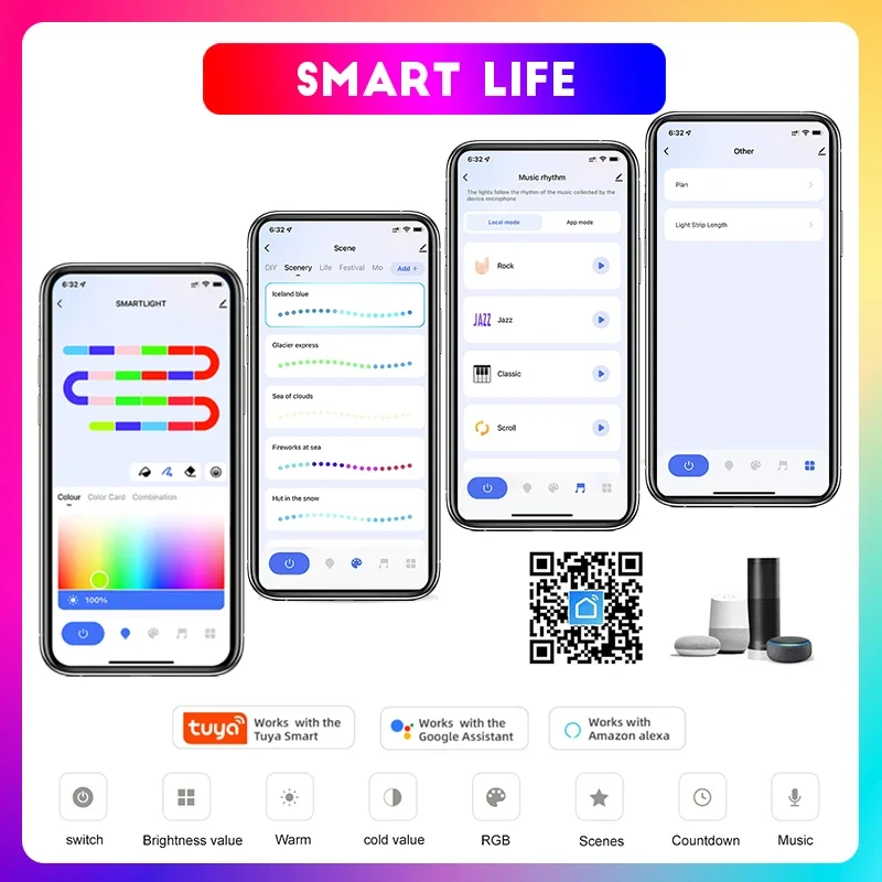 Diody na wstążce LED 32,8ft RGBIC TUYA z lampką Led WiFi Smartlife z WS2811 inteligentna muzyka listwa oświetleniowa do synchronizacji w domu