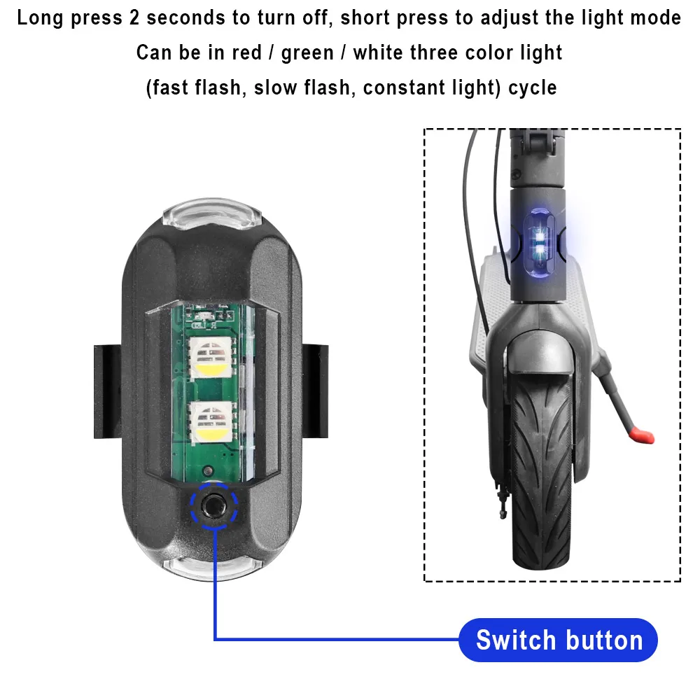 Spia LED Anti-collisione per Scooter elettrico Xiaomi M365 Pro 1S Mi3 indicatore di direzione di sicurezza per luce stroboscopica per aerei