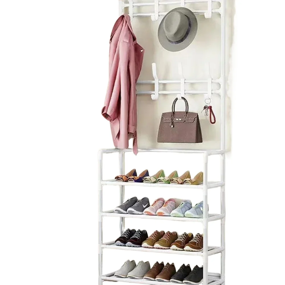 

:Clothes Hanger Multi-Layer Shoe Rack Doorway DIY Hat And Shoes Shelf Simple Floor-Standing Living Room Organizer Storage Racks
