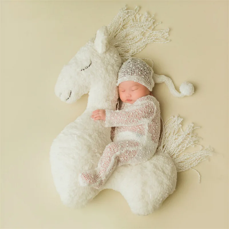 Newborn Photography Posing Swan Pony Props Baby Photoshoot Cute Doll Animal Toy Infants Photo Shooting Accessories Baby\'s Growth