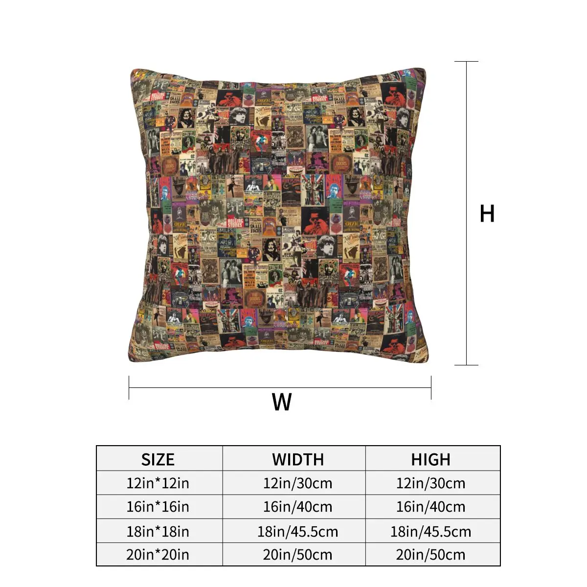 Rock N' Roll Stories Square Pillowcase Cushion Cover Pillow Case Throw Pillow Cover for Home Bedroom Car