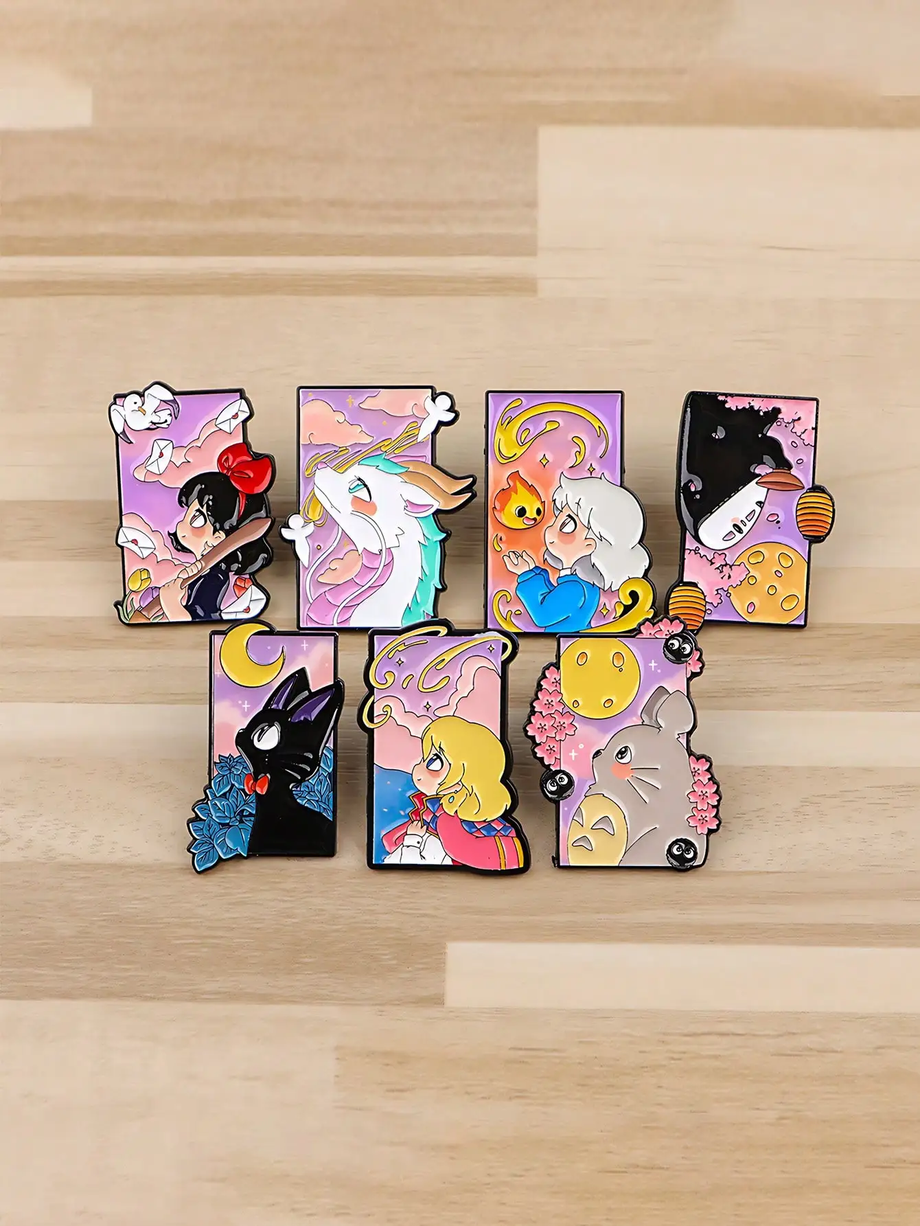 7-Piece Set Cute Magic Fantasy Enamel Pin Collection Cartoon Dream Scene Bag Jacket Accessory Gifts