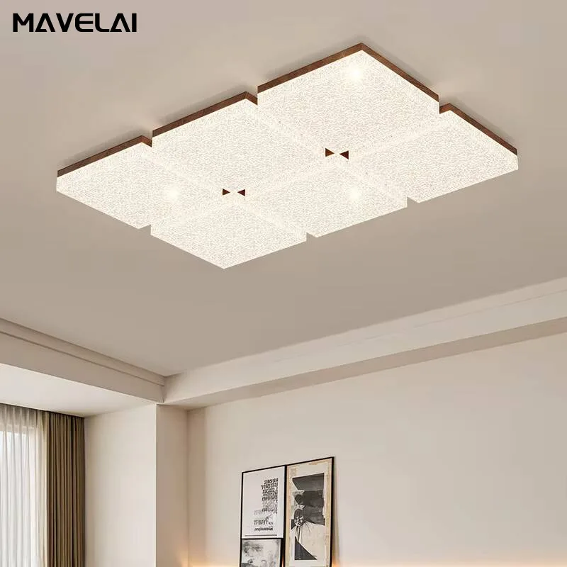 Nordic Style LED Ceiling Lights Wood Grain Indoor Lighting Ceiling Lights For Home Bedroom Living Room Decorative Lamps Fixtures