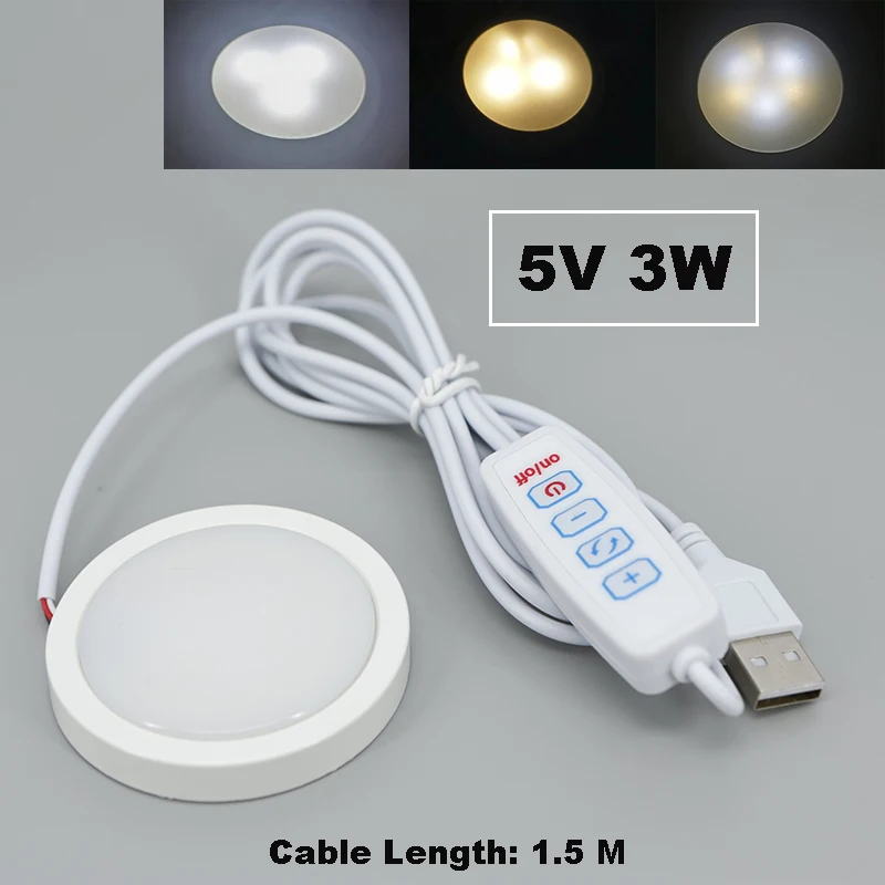 

3color 5V 3W LED warm white Under Cabinet Spot lamp Light Case Shelf Dimmable Switch Counter Lighting Caravan Camp Motorhome R23
