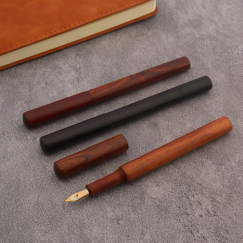 Luxury 220 Wood Fountain Pen Pure Wooden Spin Style Office School Supplies Writing Ink Pens New free Customized Logo