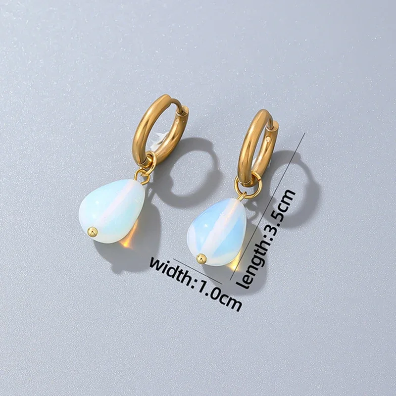 Drop Natural Stone Earring Handmade Crystal Drop Earrings for Women Natural Raw Green Aventurine Earrings Healing stone Earrings